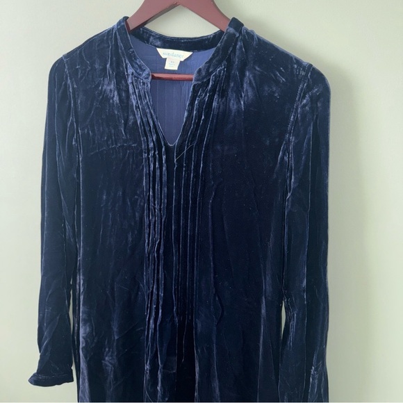Sundance Hendrix Silk Blend Navy Velvet Shirt Mini Dress Long Sleeve Sz XS - Picture 4 of 11